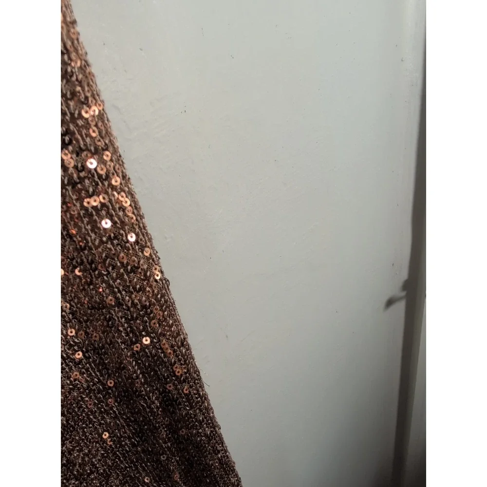 Sadie & Sage Pants Wide Leg Sequin‎ Copper Pants Lined Medium Boho New
